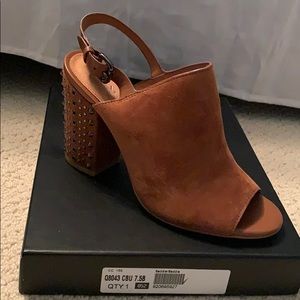 Coach Studded Suede Chunky Heel Size 7.5